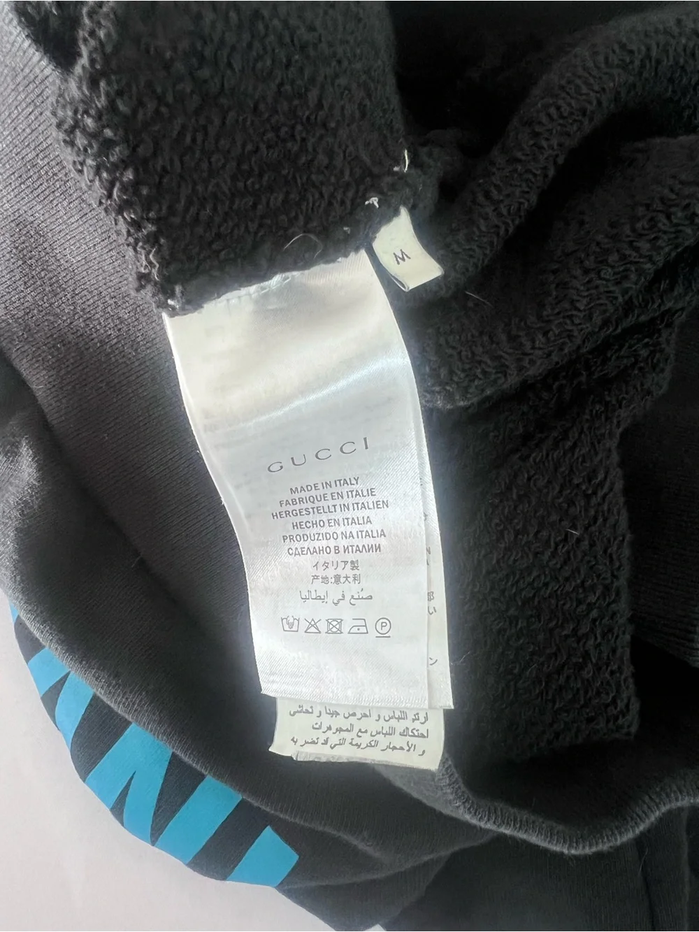 Gucci Black Hoodie with Turquoise Cat Graphic